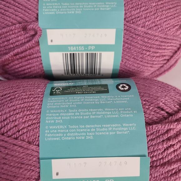 Bernat Yarn Mauve Glow Waverly Acrylic 3.5 oz each - Lot of 2 - Picture 3 of 7